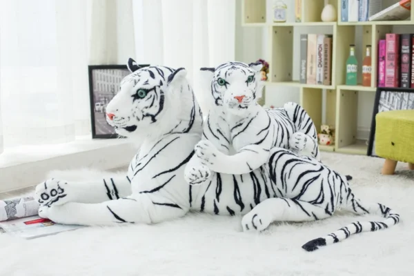Giant white tiger stuffed animal plush toy in multiple sizes (30–120CM), soft big tiger plush for kids and adults.