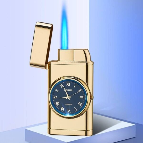 New Lighter With Electric Watch Rocker Arm Automatic Ignition Straight Blue Flame Lighter Creative Real Dial Inflatable Windproof Lighter Men's Watch Gift - Image 8