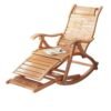 A heavy-duty folding Adirondack rocking chair made from premium bamboo, perfect for indoor and outdoor relaxation, featuring an adjustable reclining backrest, footrest, and a breathable design.