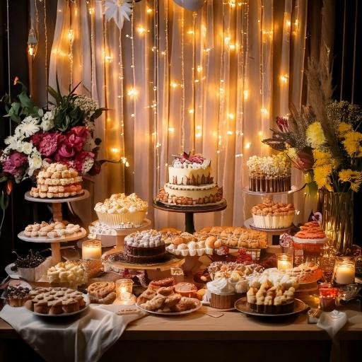 Dessert table full of a variety of desserts.
