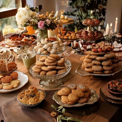 Table full of a variety of cookies. 