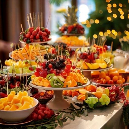 Table full of fresh fruits. 